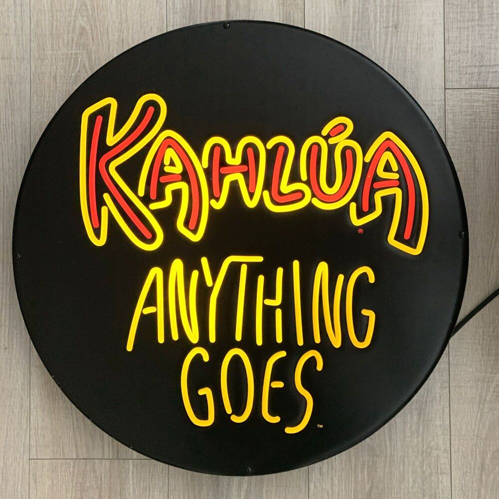 Kahlua Anything Goes Black Liquor Bar Sign Light Rare 22" Lighted Wall Display